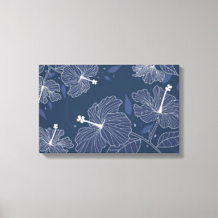 Modern Abstract Floral in Navy Blue Canvas Print