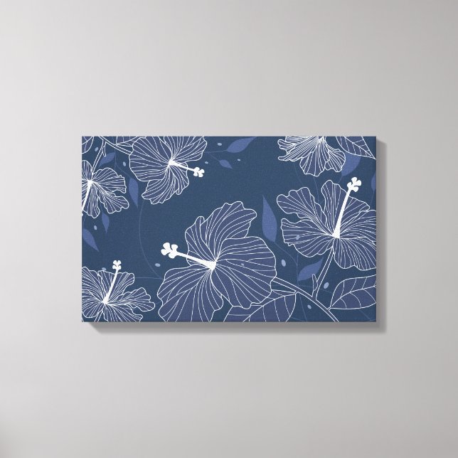 Modern Abstract Floral in Navy Blue Canvas Print (Front)