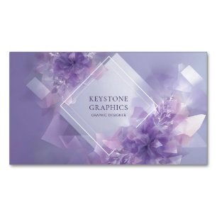 Modern Abstract Floral Lavender Geometric Magnetic Business Card