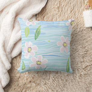 Modern Abstract Floral Line Pattern (10) Throw Pillow