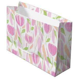 Modern Abstract Floral Line Pattern (1) Large Gift Bag