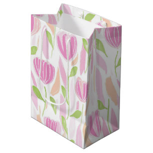 Modern Abstract Floral Line Pattern (1) Medium Gift Bag