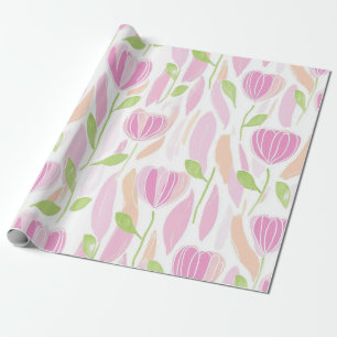 Modern Abstract Floral Line Pattern (1) Wrapping Paper