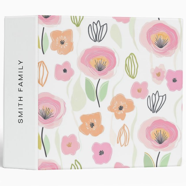 Modern Abstract Floral Line Pattern (2) Binder (Front/Spine)