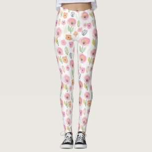 Modern Abstract Floral Line Pattern (2) Leggings