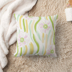 Modern Abstract Floral Line Pattern (4) Throw Pillow