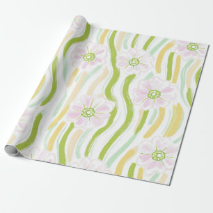 Modern Abstract Floral Line Pattern (4) Wrapping Paper