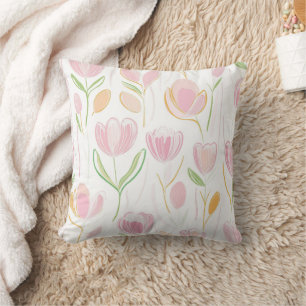 Modern Abstract Floral Line Pattern (5) Throw Pillow