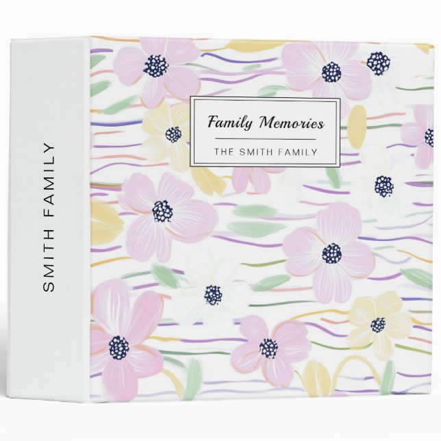 Modern Abstract Floral Line Pattern (6) Binder (Front/Spine)