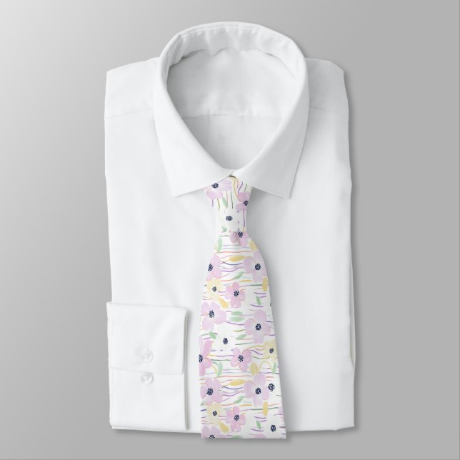 Modern Abstract Floral Line Pattern (6) Tie (Tied)