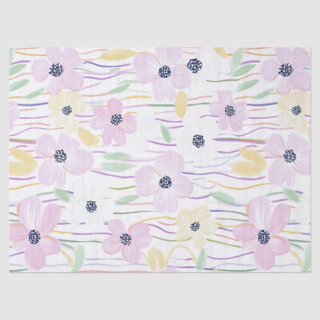 Modern Abstract Floral Line Pattern (6) Tissue Paper (Front)