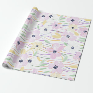 Modern Abstract Floral Line Pattern (6) Wrapping Paper