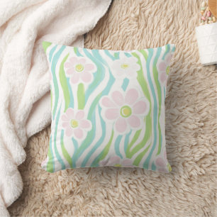 Modern Abstract Floral Line Pattern (8) Throw Pillow