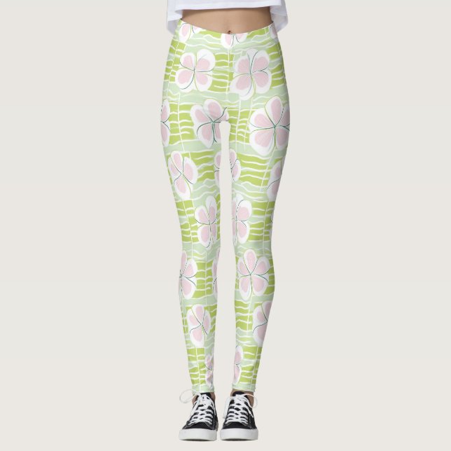Modern Abstract Floral Line Pattern (9) Leggings (Front)