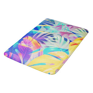 Modern Abstract Floral Pastel Colour Bath Mat