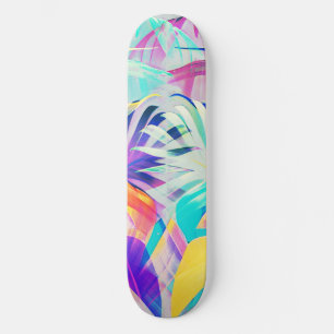 Modern Abstract Floral Pastel Colour Skateboard