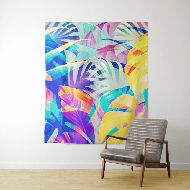 Modern Abstract Floral Pastel Colour Tapestry (In Situ)