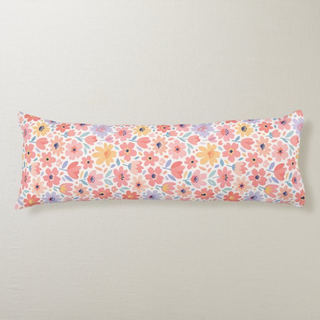 Modern Abstract Floral Pattern Body Pillow (Front)