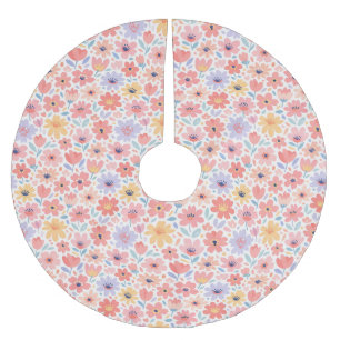 Modern Abstract Floral Pattern Brushed Polyester Tree Skirt