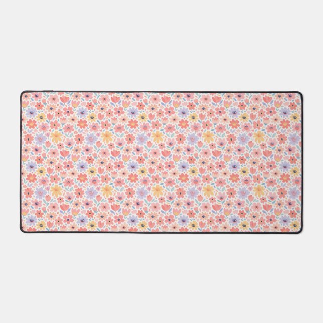 Modern Abstract Floral Pattern Desk Mat (Front)