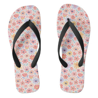 Modern Abstract Floral Pattern Flip Flops