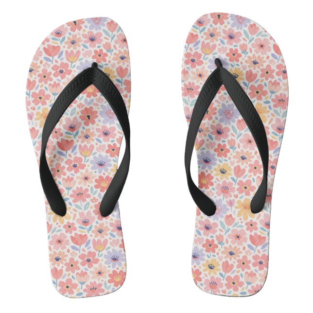 Modern Abstract Floral Pattern Flip Flops (Footbed)