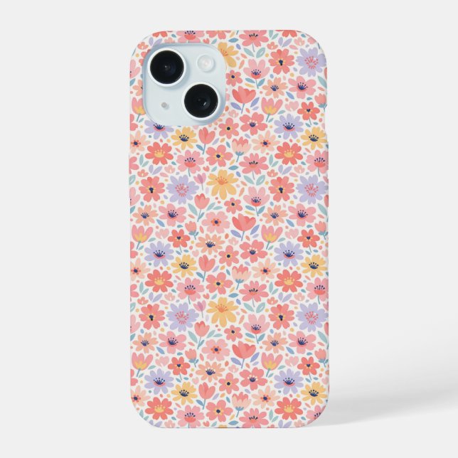 Modern Abstract Floral Pattern iPhone 15 Case (Back)