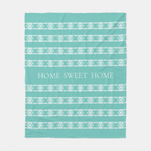 Modern abstract floral pattern on mint teal fleece blanket