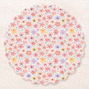 Modern Abstract Floral Pattern Paper Coaster