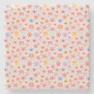 Modern Abstract Floral Pattern Stone Coaster