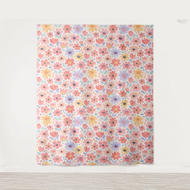 Modern Abstract Floral Pattern Tapestry (Front)