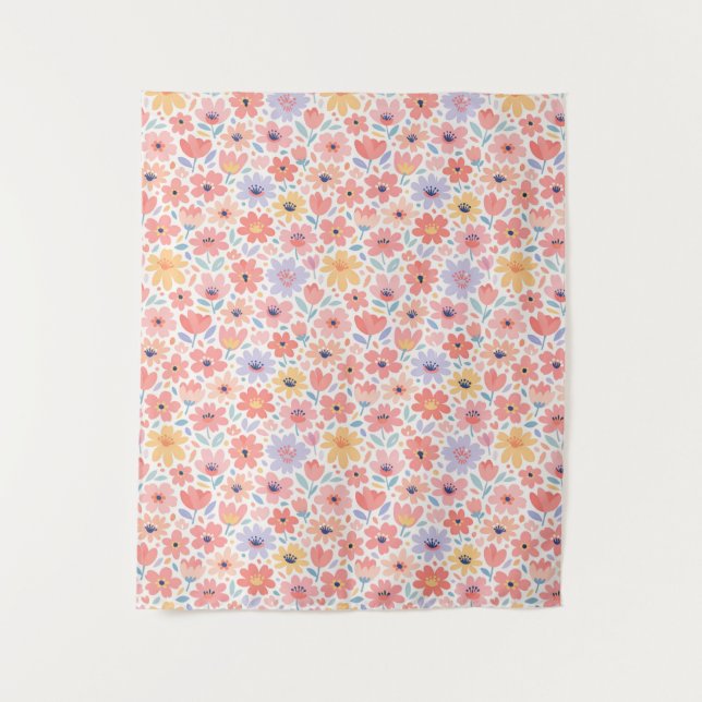 Modern Abstract Floral Pattern Tapestry (Front)