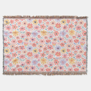 Modern Abstract Floral Pattern Throw Blanket