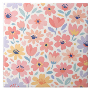 Modern Abstract Floral Pattern Tile