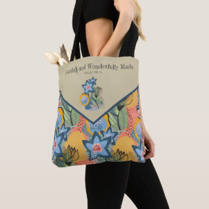 Modern Abstract Floral Psalm 139:14 Tote Bag