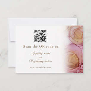 Modern Abstract Floral QR Code Wedding RSVP Card