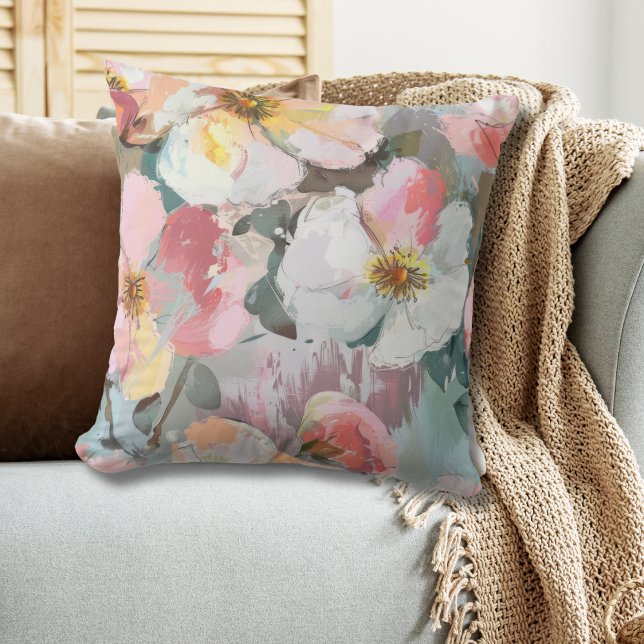 Modern Abstract Floral Throw Pillow (Creator Uploaded)