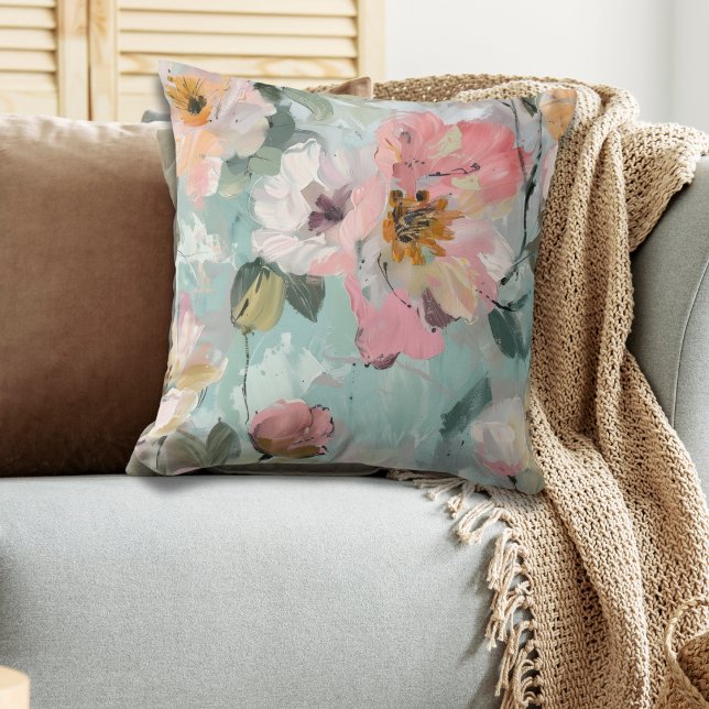 Modern Abstract Floral Throw Pillow (Creator Uploaded)