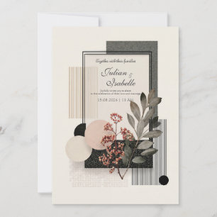 Modern Abstract Floral Wedding Invitation