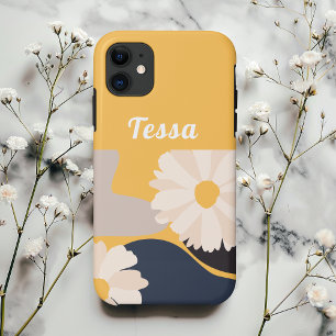 Modern Abstract Floral Yellow Personalized iPhone 11 Case