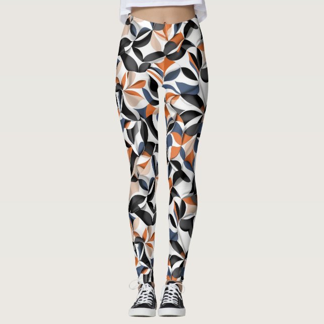 Modern Abstract Flow Geometry Pattern Design 64 Leggings (Front)