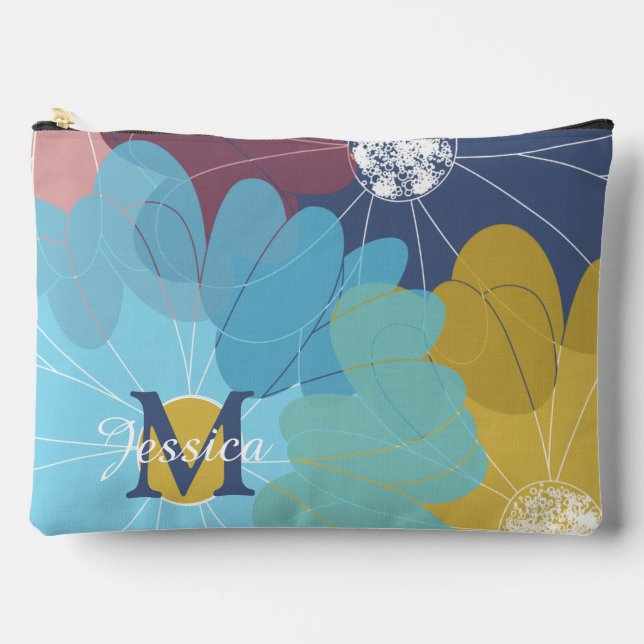 Modern Abstract Flower Art Personalised Accessory Pouch (Front)