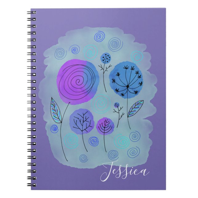 Modern Abstract Flower Art Personalized Notebook (Front)