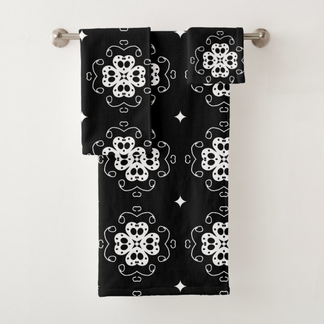 modern abstract flowers bath towel set (Insitu)