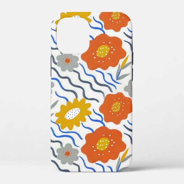 Modern Abstract Flowers Boho Wavy Case-Mate iPhone Case (Back)