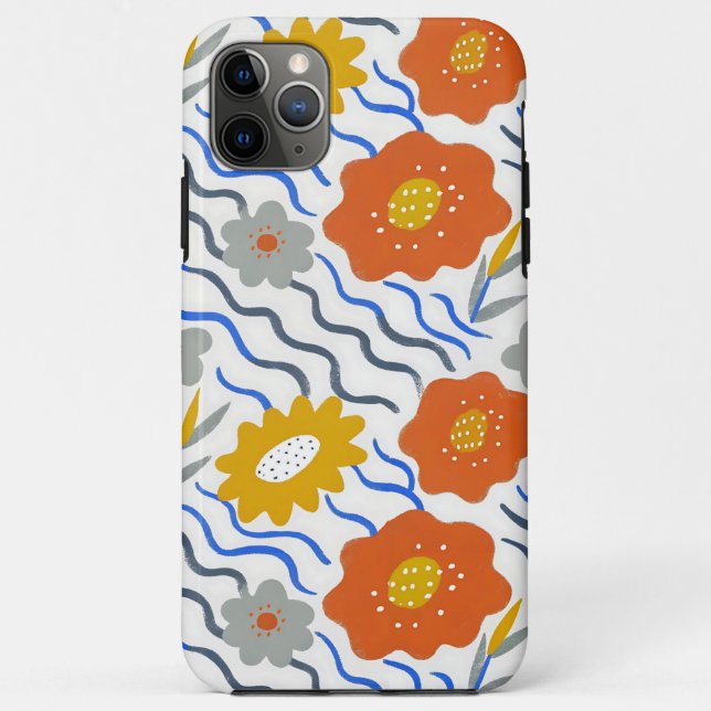 Modern Abstract Flowers Boho Wavy Case-Mate iPhone Case (Back)