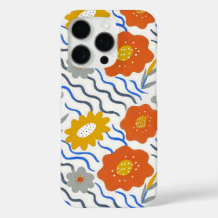 Modern Abstract Flowers Boho Wavy iPhone 16 Pro Case