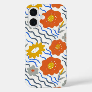 Modern Abstract Flowers Boho Wavy iPhone 16 Case