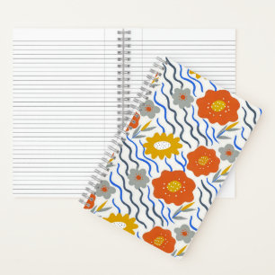 Modern Abstract Flowers Boho Wavy Notebook