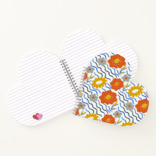 Modern Abstract Flowers Boho Wavy Notebook
